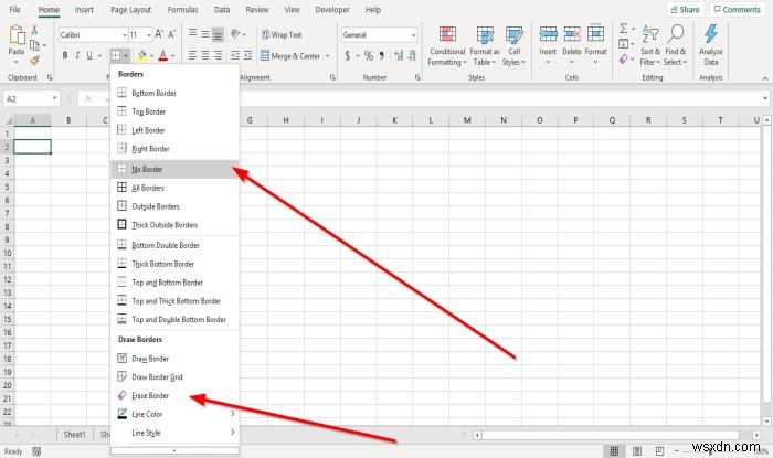 Cách thêm hoặc xóa Đường viền cho Ô trong Microsoft Excel 