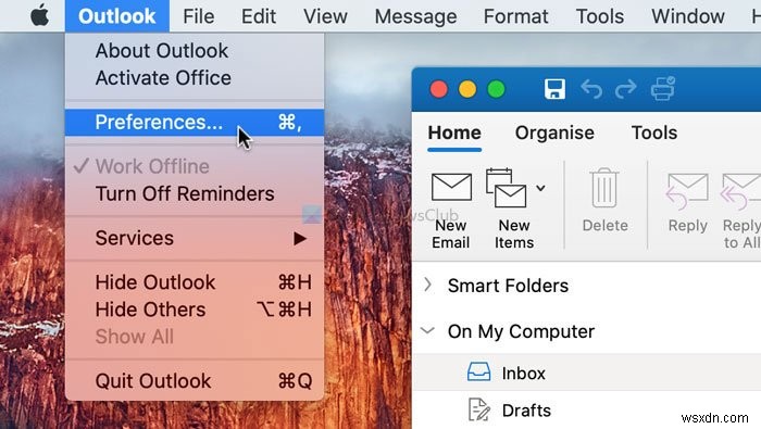 Cách tắt Lời nhắc Outlook và Âm thanh lời nhắc trên máy Mac 