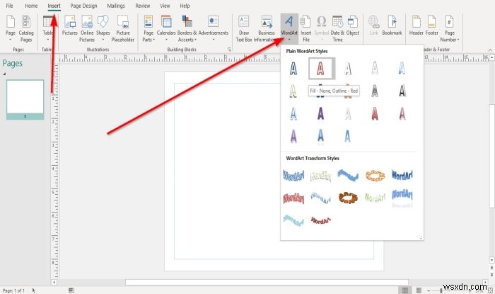 Cách thay đổi hình dạng của công cụ WordArt Text trong Microsoft Publisher 