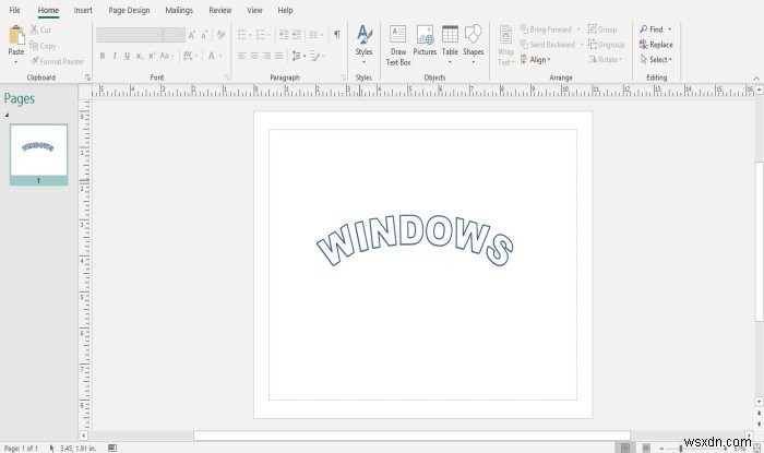 Cách thay đổi hình dạng của công cụ WordArt Text trong Microsoft Publisher 
