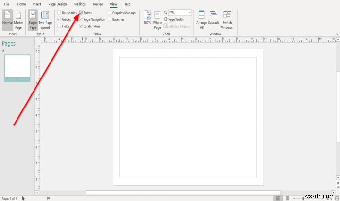 Cách Hiển thị hoặc Ẩn và Sử dụng Thanh Thước trong Microsoft Publisher 