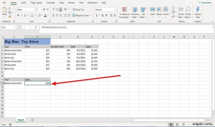 Cách sử dụng hàm DSUM trong Microsoft Excel 