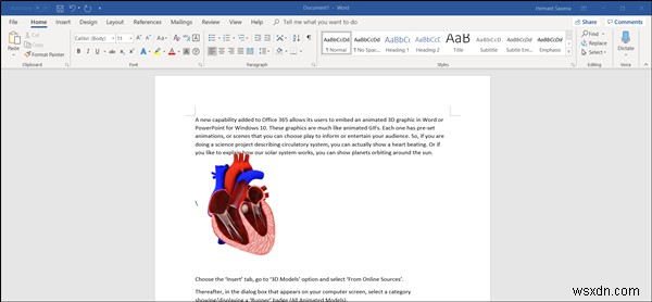 Cách thêm Đồ họa 3D động vào Microsoft Word 