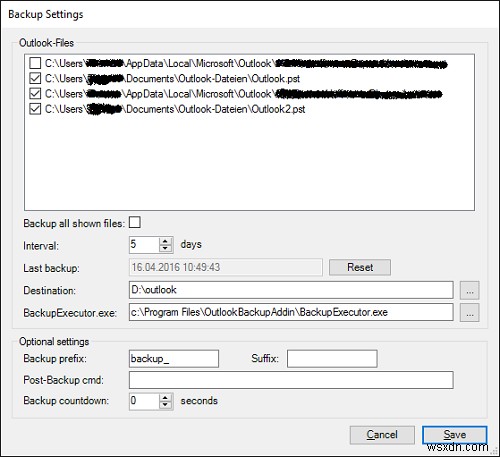 Cách tự động sao lưu tệp dữ liệu Microsoft Outlook PST 