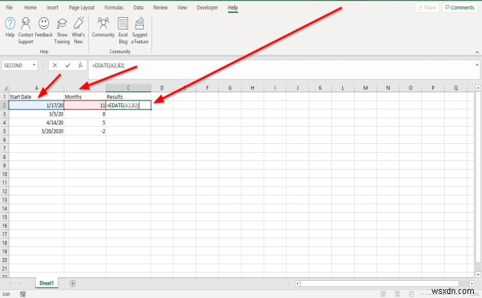 Cách sử dụng hàm EDATE và EOMONTH trong Excel 