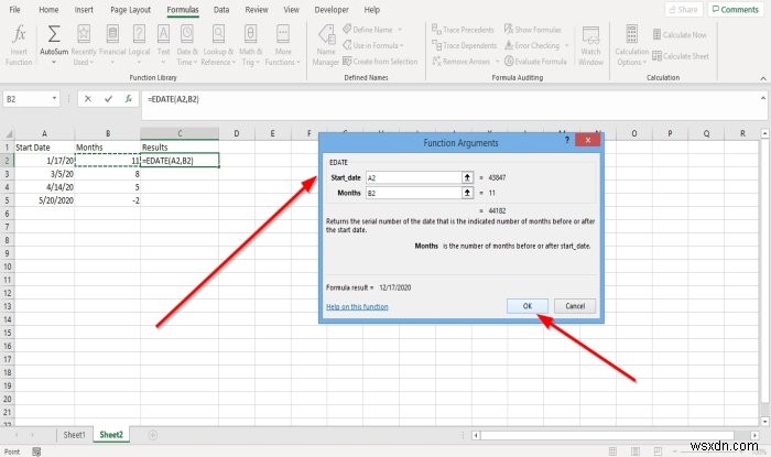 Cách sử dụng hàm EDATE và EOMONTH trong Excel 