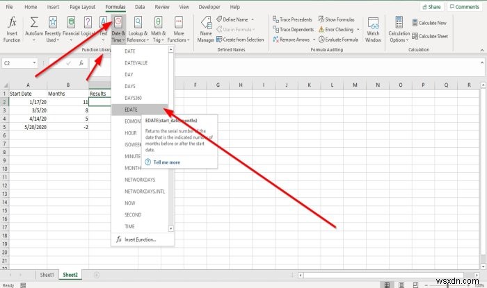 Cách sử dụng hàm EDATE và EOMONTH trong Excel 