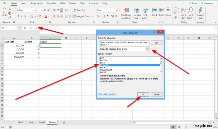 Cách sử dụng hàm EDATE và EOMONTH trong Excel 