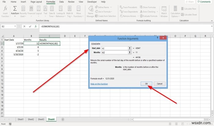 Cách sử dụng hàm EDATE và EOMONTH trong Excel 