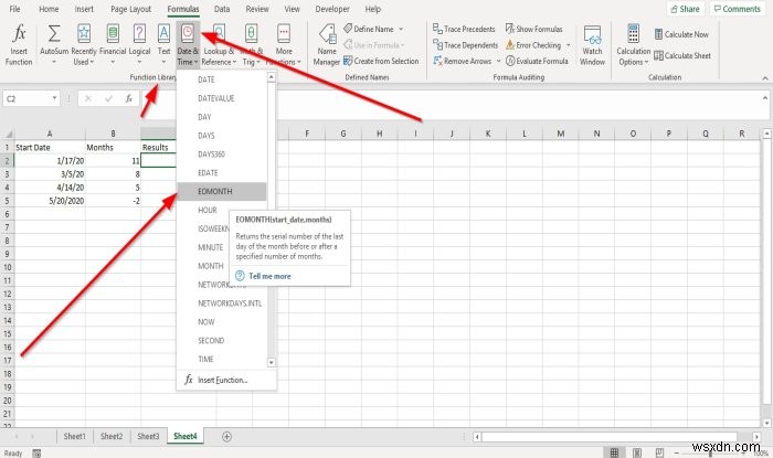 Cách sử dụng hàm EDATE và EOMONTH trong Excel 