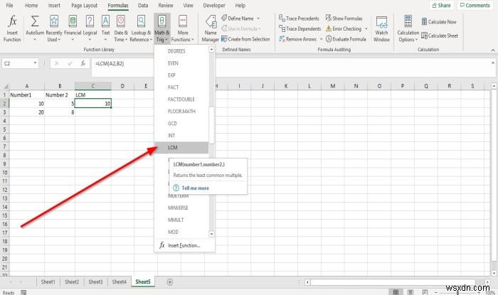 Cách sử dụng Hàm INT và LCM trong Microsoft Excel 