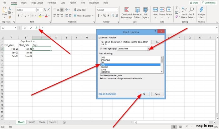 Cách sử dụng các hàm DAYS và DAYS360 trong Microsoft Excel 