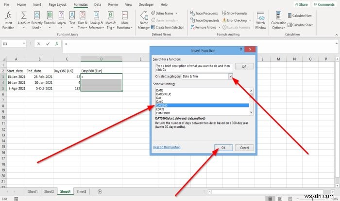 Cách sử dụng các hàm DAYS và DAYS360 trong Microsoft Excel 