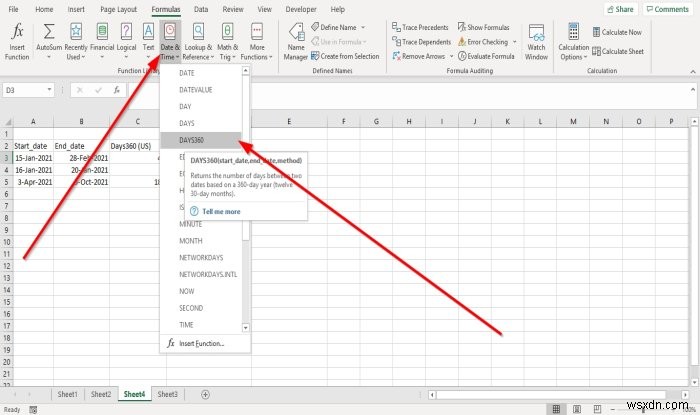 Cách sử dụng các hàm DAYS và DAYS360 trong Microsoft Excel 