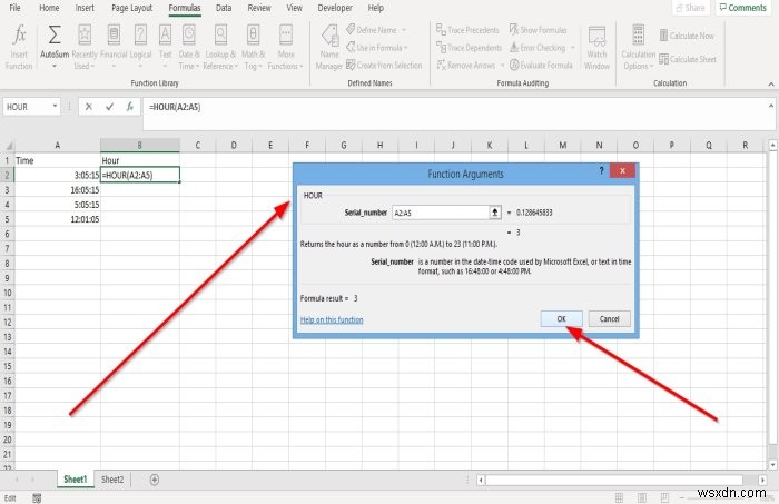 Cách sử dụng Hàm Giờ, Phút và Thứ hai trong Microsoft Excel 