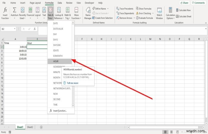 Cách sử dụng Hàm Giờ, Phút và Thứ hai trong Microsoft Excel 