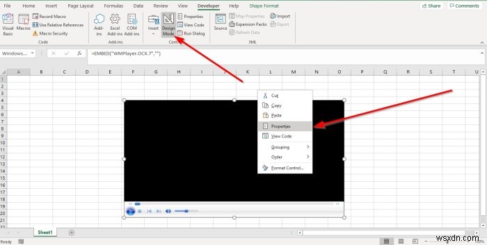 Cách phát Video và Âm thanh trong Microsoft Excel 