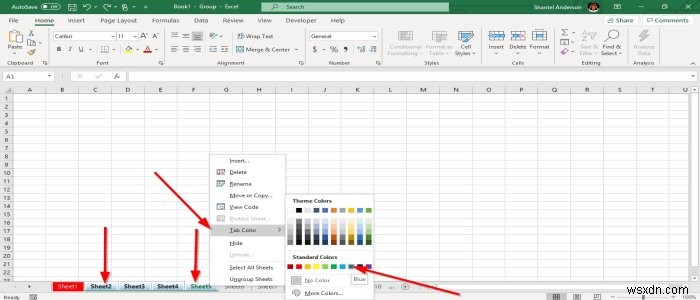 Cách thay đổi màu của Tab trang tính Excel 