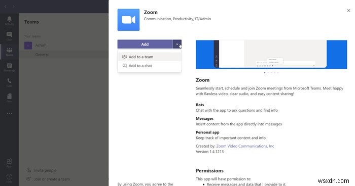 Cách thêm Thu phóng vào Microsoft Teams 