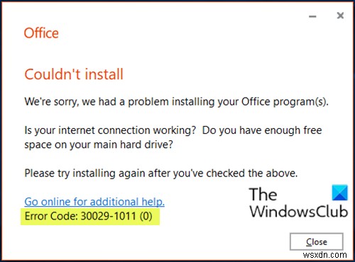 Sửa mã lỗi Microsoft Office 30029-4, 30029-1011, 30094-1011, 30183-39, 30088-4 trên Windows 10 