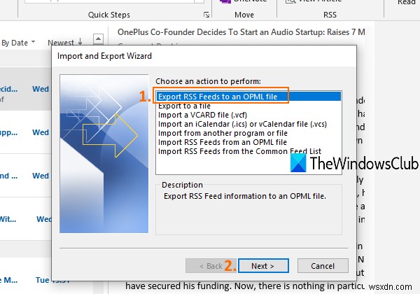 Cách nhập hoặc xuất một bộ sưu tập đăng ký Nguồn cấp RSS trong Outlook 