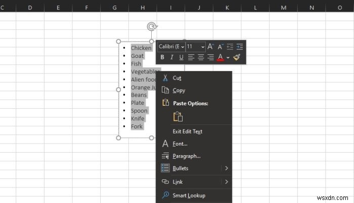 Cách thêm dấu đầu dòng vào văn bản trong Microsoft Excel 