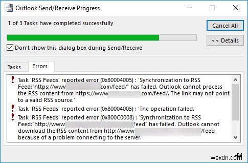 Microsoft Outlook RSS Feeds không cập nhật trên PC chạy Windows 11/10 