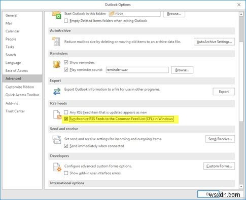 Microsoft Outlook RSS Feeds không cập nhật trên PC chạy Windows 11/10 