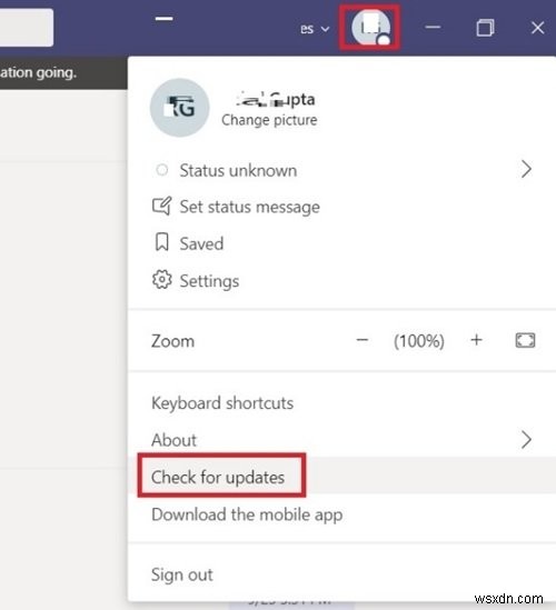 Microsoft Teams không tự động cập nhật 