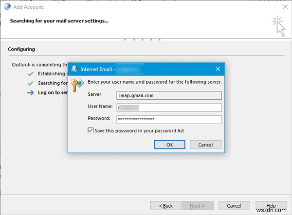 Outlook không thể kết nối với Gmail, tiếp tục yêu cầu mật khẩu 