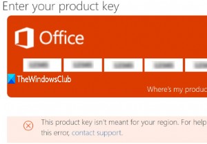 Khóa sản phẩm này không dành cho thông báo khu vực của bạn trong Office 