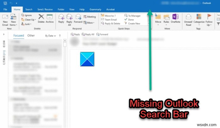 Hộp Tìm kiếm Tức thì bị thiếu trong Outlook 