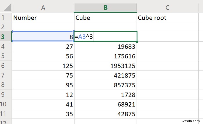 Cách tìm Cube và Cube Root của một số bằng Excel 