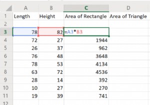 Cách tính diện tích Hình chữ nhật, Hình tam giác hoặc Hình tròn trong Excel 