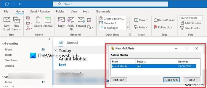 Cách nhận thông báo cho các liên hệ đã chọn trong Microsoft Outlook 