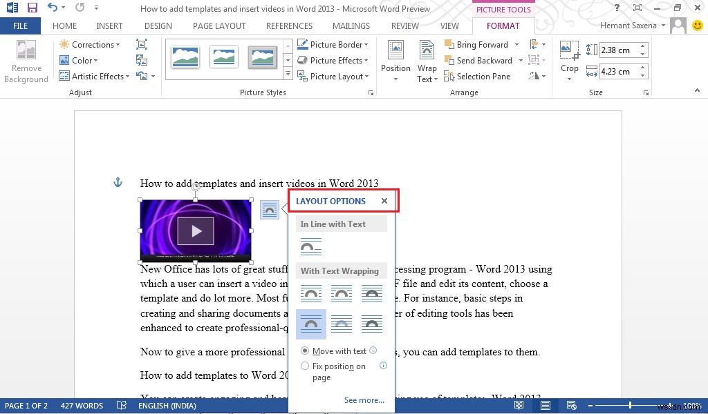 Cách thêm Mẫu và chèn Video trong Microsoft Word 