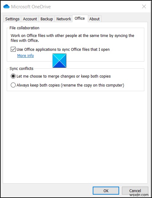 Cho phép người dùng chọn cách xử lý xung đột đồng bộ hóa tệp Office 