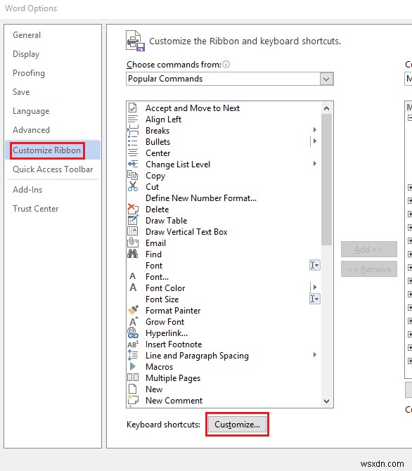 Cách tùy chỉnh Phím tắt cho Microsoft Word 