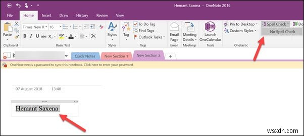 Cách tắt Kiểm tra chính tả trong OneNote trên Windows 11/10 