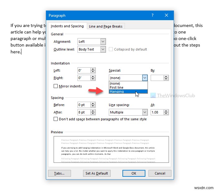 Cách tạo Thụt lề treo trong Microsoft Word và Google Tài liệu 