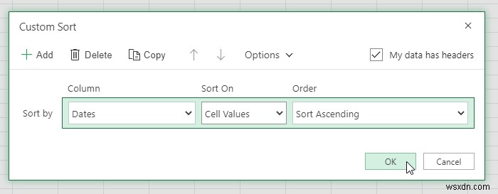 Cách sắp xếp dữ liệu theo ngày trong Excel 