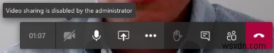 Chia sẻ video bị quản trị viên trong Microsoft Teams tắt 