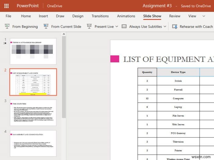 Cách sử dụng Trình hướng dẫn thuyết trình trong Microsoft PowerPoint Online 