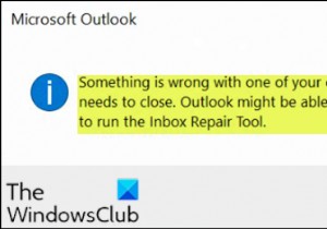 Đã xảy ra lỗi với một trong các tệp dữ liệu của bạn và Outlook cần phải đóng 