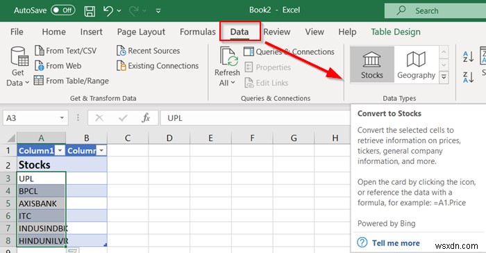 Cách tìm nạp Giá chứng khoán theo thời gian thực trong Excel bằng cách sử dụng Báo giá chứng khoán 