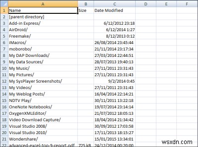 Cách lấy danh sách Tệp trong Thư mục vào Excel 