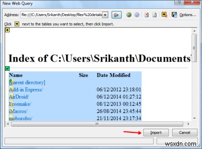 Cách lấy danh sách Tệp trong Thư mục vào Excel 