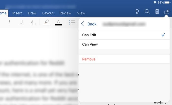 Cách mời ai đó chỉnh sửa tài liệu Word trên iPad 