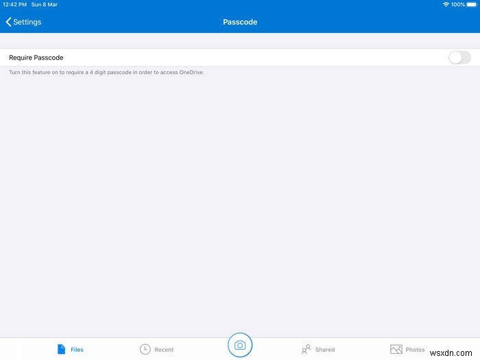 Cách khóa OneDrive bằng Mật khẩu, Touch ID hoặc Face ID trên iPad 