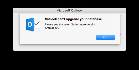 Outlook không thể nâng cấp cơ sở dữ liệu của bạn trong macOS